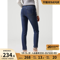 热风 hotwind冬季女士紧身牛仔裤复古高腰显瘦通勤小脚裤牛仔裤