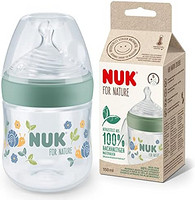 NUK for Nature 婴儿奶瓶 | 小奶嘴 | 150毫升 | 奶嘴采用硅胶制成,带防胀气阀 | 温度控制 | 不含 BPA | *