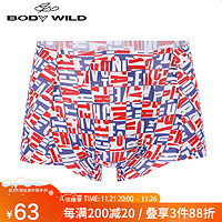 BODYWILD 爱慕集团BODY WILD内衣男士莫代尔裸感贴身舒适无腰边中腰平角内裤 ZBN23PC2 白色印花180