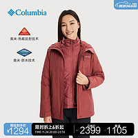 哥伦比亚 女银点可拆卸内胆三合一冲锋衣滑雪服夹克外套WR0635 679（23年新色）甜菜红 L(165/88A)