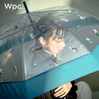 Wpc.萌宠伞小清新猫咪雨伞透明印花长柄轻量猫猫伞熊猫伞