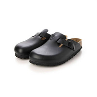 BIRKENSTOCK 勃肯 女士休闲鞋黑色皮革耐磨防水一脚蹬