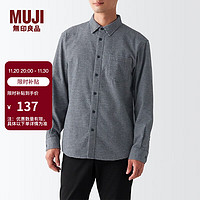 MUJI 無印良品 无印良品 MUJI 男式 法兰绒 衬衫 ACA80C2A 长袖休闲白衬衫 格子衬衫 浅灰色格纹