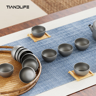 TIANDLIFE 纯钛茶杯主人杯单杯旅行功夫茶具品茗杯 磨砂宽底茶杯