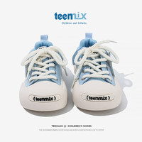 TEENMIX 天美意 儿童运动鞋秋季小孩时尚透气帆布鞋女童休闲鞋子 蓝色 26码