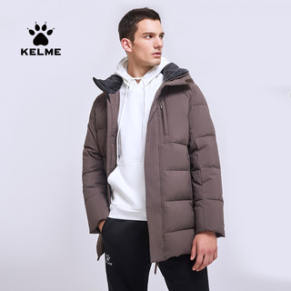 KELME卡尔美运动羽绒服男士中长款训练保暖防寒连帽休闲外套