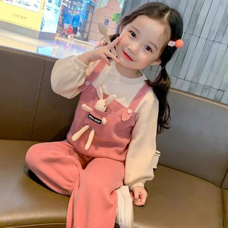 薇靡雅（WEIMIYA）女童套装春装2023儿童可爱套装洋气小女孩春秋休闲两件套 粉色套装(偏小一码) 130码