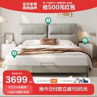 全友家居卧室套房家具皮式双人软床床头柜乳胶床垫组合套餐116019 米灰1.5m皮床+床头柜A*2+床垫