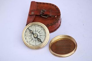 复古指南针 2 英寸(约 5.1 厘米)用于导航航海时尚徒步口袋指南针冒险,战役坚固耐用轻质便携指南针,N&R Handicraft 佳品