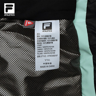 FILA 斐乐男士滑雪服撞色拼接保暖运动连帽外套 蛋壳绿-TQ 165/88A/S