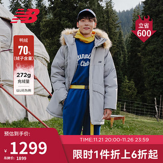 NEW BALANCE 23年男女同款冬季潮流保暖连帽长款户外羽绒服AMJ33330 TAG L