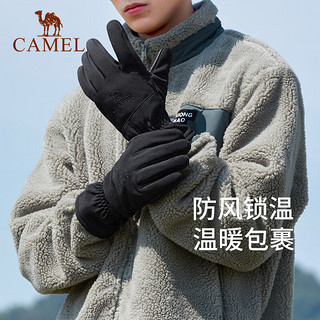 骆驼（CAMEL）滑雪手套男冬季户外保暖加绒防风防滑骑行触屏摩托女防寒手套 173CP17110，驼色 L