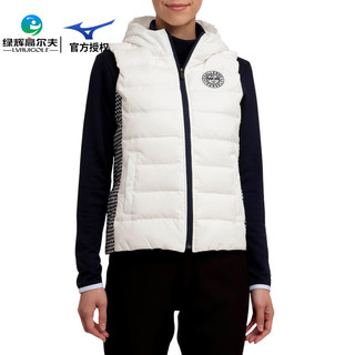 MIZUNO美津浓 高尔夫服装女士秋冬羽绒背心 户外防风保暖羽绒服连帽 E2ME170714 藏青色 XL