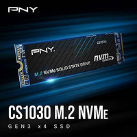 PNY 必恩威 内置固态硬盘 (SSD) CS1030 2TB M.2 NVMe PCIe Gen3 x4，读取速度 2100MB/s，写入速度 1900MB/s