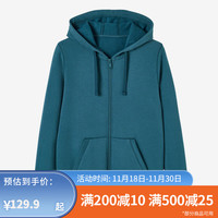 DECATHLON 迪卡侬 加绒外套女秋季连帽拉链运动卫衣宽松保暖上衣WSDW 蓝色 XS