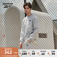 Reebok锐步男女同款运动休闲时尚纯色圆领套头衫卫衣 灰色 XL