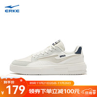 ERKE 鸿星尔克 板鞋男秋冬低帮厚底滑板鞋休闲鞋 微晶白/白露灰 39