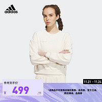 adidas 阿迪达斯 轻运动女装冬季灯芯绒运动圆领套头卫衣 奇妙白/奇妙白 A/M