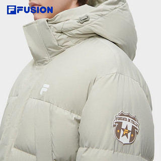 FILA FUSION斐乐潮牌长款羽绒服男时尚宽松连帽上衣 雏鸭灰-GY 185/104A/XXL