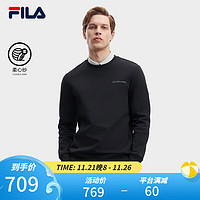 FILA 斐乐男子针织套头衫休闲时尚简约基础卫衣 正黑色-BK 185/104A/XXL