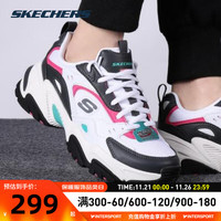 斯凯奇(Skechers)女鞋子 老爹鞋厚底运动休闲鞋潮流时尚二代机甲鞋 WGPK-白色/粉色 35.5