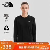 北面（The North Face）长袖T恤女款吸湿快干户外运动上衣秋冬|7QUI JK3/黑色 L/165