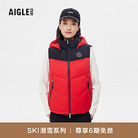 AIGLE【滑雪系列】艾高冬户外保暖舒适简约马甲上衣女 黑红拼接 AP915 42(175/96A)