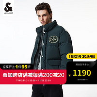 杰克·琼斯（JACK&JONES）冬季男士上衣宽松立领领型撞色羽绒服男装223412107 墨绿E49 165/88A/XS