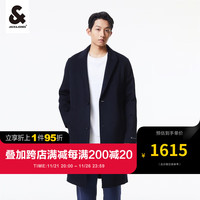 杰克·琼斯(JACK&JONES)男装羊毛大衣男冬季商务中长款毛呢外套男士高端双面大衣 E37墨蓝 1