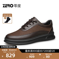 零度Zero男鞋冬时尚百搭真皮柔软舒适黑色日常休闲鞋子男 暗棕 40