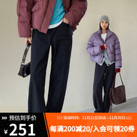 雲上生活「腔调」半松紧腰宽松直筒阔腿裤K9096X 黑色 L