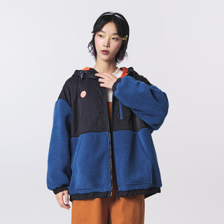 幻走（MOVEUP）.FUN系列连帽撞布拼接设计师中长款外套女 蒸汽紫 L