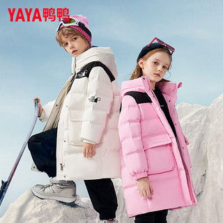 鸭鸭（YAYA）儿童羽绒服新中长款男女童加厚保暖青少年冬季中大童装外套WJ 黑色 150cm