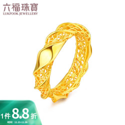 LUKFOOK JEWELLERY 六福珠宝 足金镂空花丝黄金戒指闭口戒 计价 L07TBGR0015 12号-约3.24克