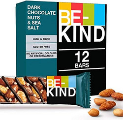 BE-KIND 缤善 BE KIND 巧克力麦片棒| 无麸质零食| 黑巧克力坚果和海盐| 1240克