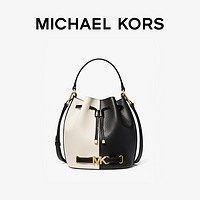 MICHAEL KORS 迈克·科尔斯 迈克高仕 Reed 女士中号抽绳单肩包水桶包 黑色/奶白色 987 NS