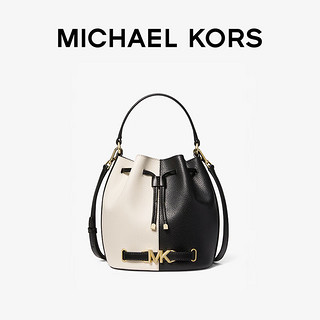 MICHAEL KORS 迈克·科尔斯 迈克高仕 Reed 女士中号抽绳单肩包水桶包 黑色/奶白色 987 NS