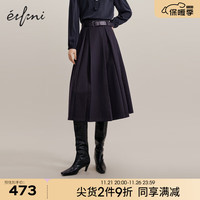 伊芙丽气质通勤赫本风显瘦A字大裙摆伞裙女冬半身裙女 藏青 155/60A/S