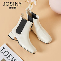 JOSINY 卓诗尼 英伦风单靴冬季女2023新款爆款切尔西靴粗跟短靴马丁靴女冬
