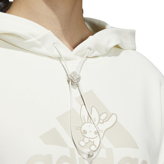 阿迪达斯adidas CNY新年款 Gfx Hoody 字母Logo卡通兔子印花运动休闲连帽卫衣 女款 白色 HZ2994