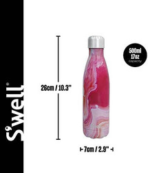 swell 四维 S'well 原装水瓶,玫瑰玛瑙,500毫升。真空隔热饮料瓶保持饮料冷热 - 不含双酚 A 的不锈钢水壶,适合外出使用
