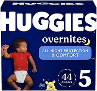 HUGGIES 好奇 Overnight 尿布尺寸 5(27+ 磅),44 克拉,Huggies Overnites 夜间婴儿尿布