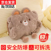 鸿辰 热水袋暖手宝暖宝充电防爆热敷暖腹女生姨妈神器可拆洗可爱 棕色小熊