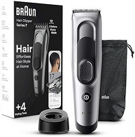 BRAUN 博朗 Hair Clippers 系列 7 7390 男士理发器,17 种长度设置,超锋利刀片,2 把梳子,支架,袋子,可水洗