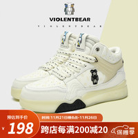 暴力熊 VIOLENTBEAR冬高帮男板鞋保暖女休闲鞋夜光皮面