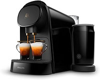 PHILIPS 飞利浦 家用电器 L'OR 咖啡师胶囊咖啡机带奶泡机,双拍,1 杯或 2 杯,全咖啡菜单,黑色 (LM8014/60)