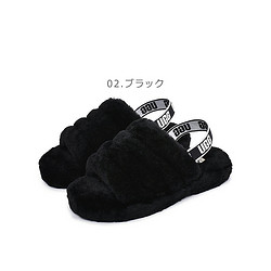 UGG 女士休闲居家后绑带拖鞋 黑色/炭黑色/自然色 1098494K-BLK 保暖舒适 时尚加绒