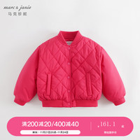 MARC&JANIE马克珍妮20 女童菱格夹棉棒球服 儿童休闲外套231981 大红 90cm