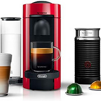 Nespresso vertuoplus 咖啡和来自 De'Longhi with aeroccino ，红色奶泡机 红色