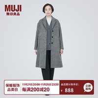 无印良品 無印良品 MUJI 女式 羊毛混 切斯特大衣 长款外套 毛呢大衣秋冬 BDA19C3A 灰色图案 XL(165/92A)